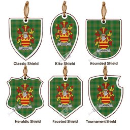 Jessop Coat of Arms Shield Wood Ornament , Irish Heritage Hanging Plaque for Christmas Tree