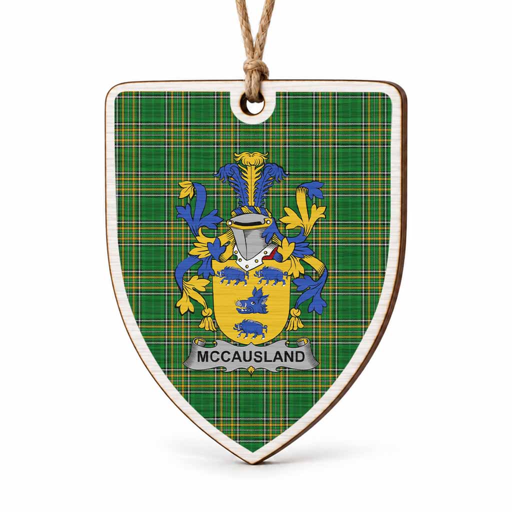 McCausland Coat of Arms Shield Wood Ornament , Irish Heritage Hanging Plaque for Christmas Tree