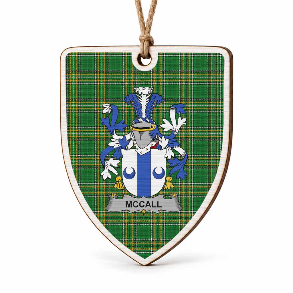 McCall Coat of Arms Shield Wood Ornament , Irish Heritage Hanging Plaque for Christmas Tree