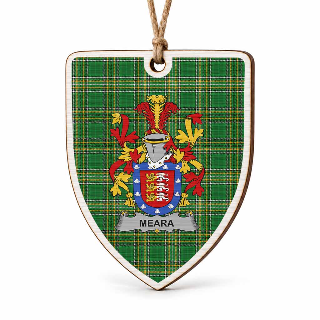 Meara Coat of Arms Shield Wood Ornament , Irish Heritage Hanging Plaque for Christmas Tree