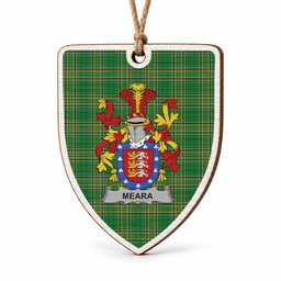 Meara Coat of Arms Shield Wood Ornament , Irish Heritage Hanging Plaque for Christmas Tree