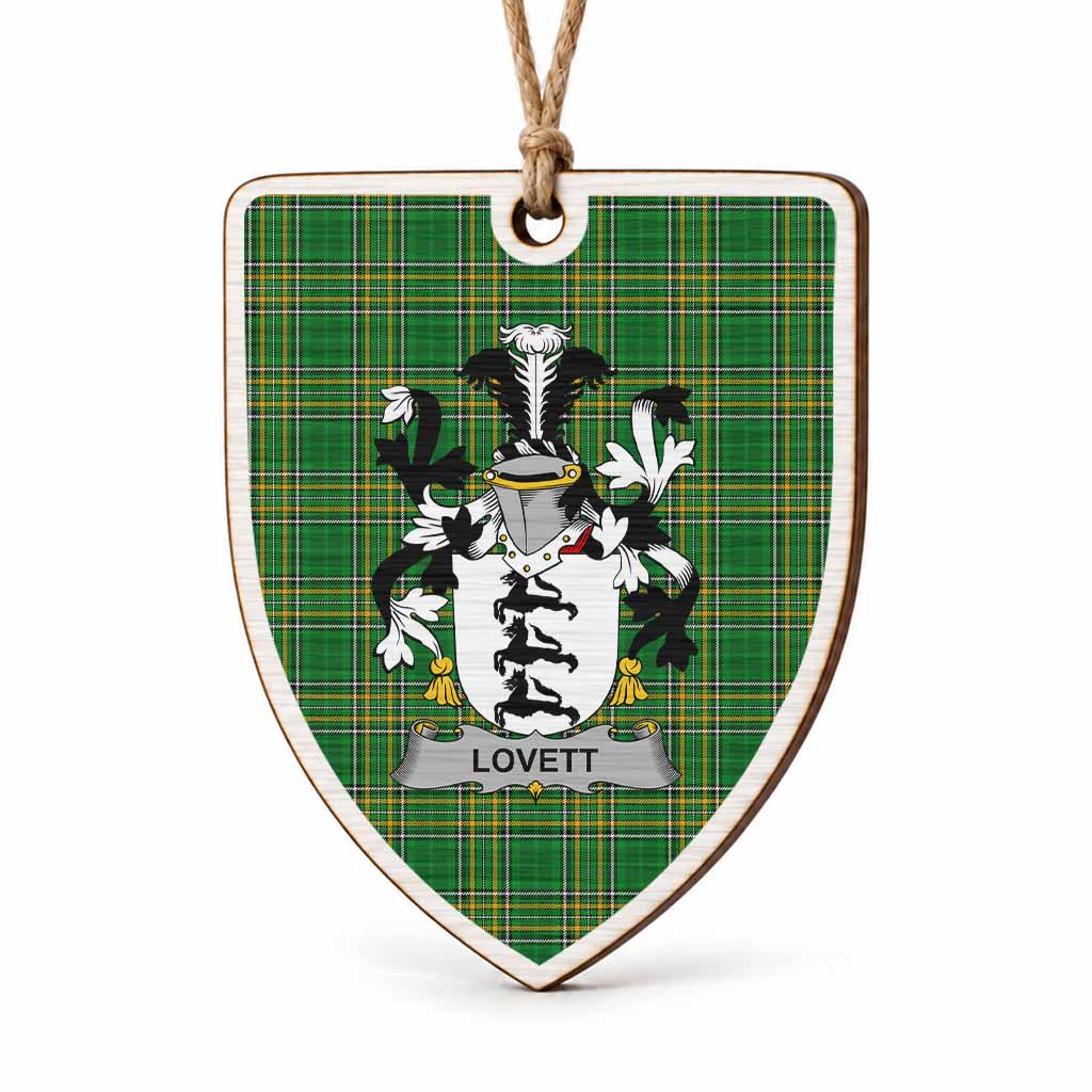 Lovett Coat of Arms Shield Wood Ornament , Irish Heritage Hanging Plaque for Christmas Tree