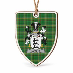 Lovett Coat of Arms Shield Wood Ornament , Irish Heritage Hanging Plaque for Christmas Tree
