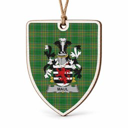 Maul Coat of Arms Shield Wood Ornament , Irish Heritage Hanging Plaque for Christmas Tree
