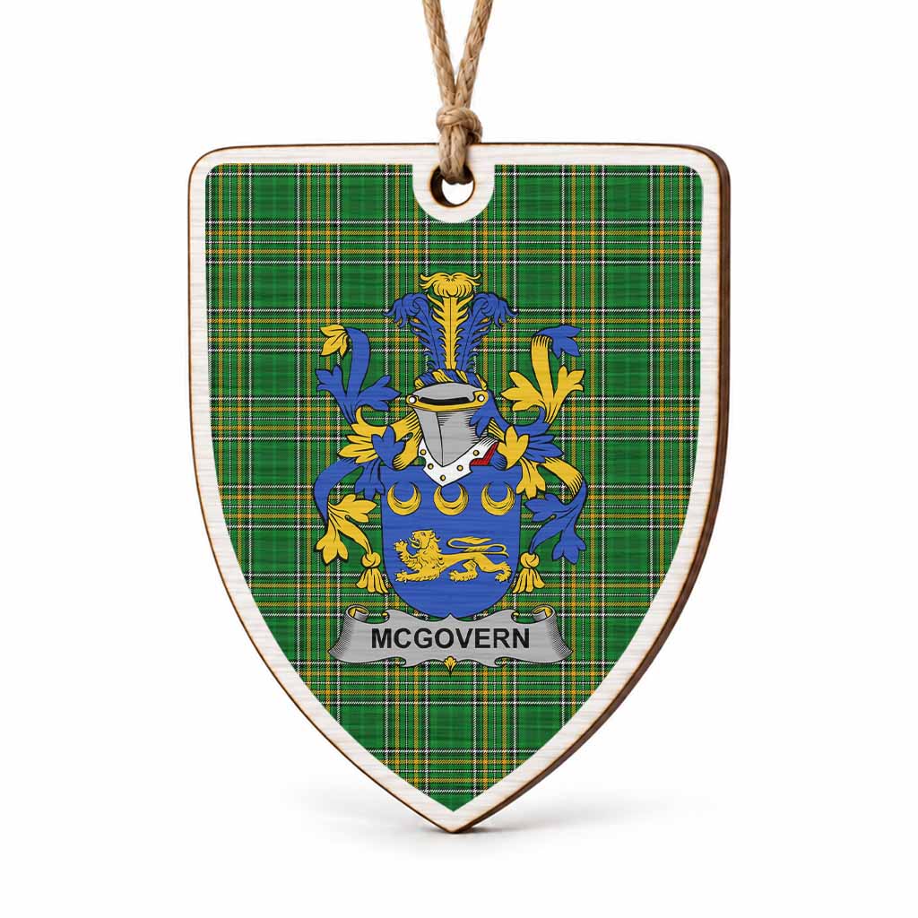 McGovern Coat of Arms Shield Wood Ornament , Irish Heritage Hanging Plaque for Christmas Tree