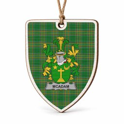McAdam Coat of Arms Shield Wood Ornament , Irish Heritage Hanging Plaque for Christmas Tree