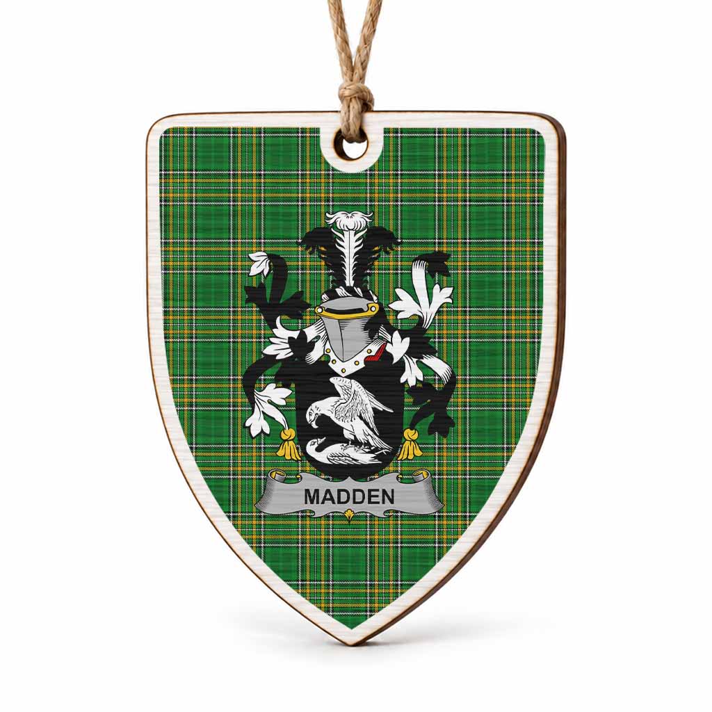 Madden Coat of Arms Shield Wood Ornament , Irish Heritage Hanging Plaque for Christmas Tree