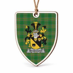 McGeough Coat of Arms Shield Wood Ornament , Irish Heritage Hanging Plaque for Christmas Tree