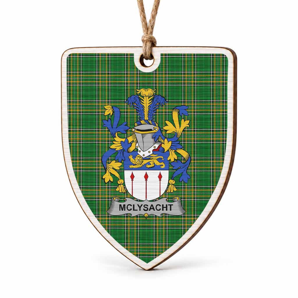 McLysacht Coat of Arms Shield Wood Ornament , Irish Heritage Hanging Plaque for Christmas Tree