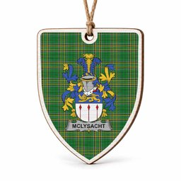 McLysacht Coat of Arms Shield Wood Ornament , Irish Heritage Hanging Plaque for Christmas Tree