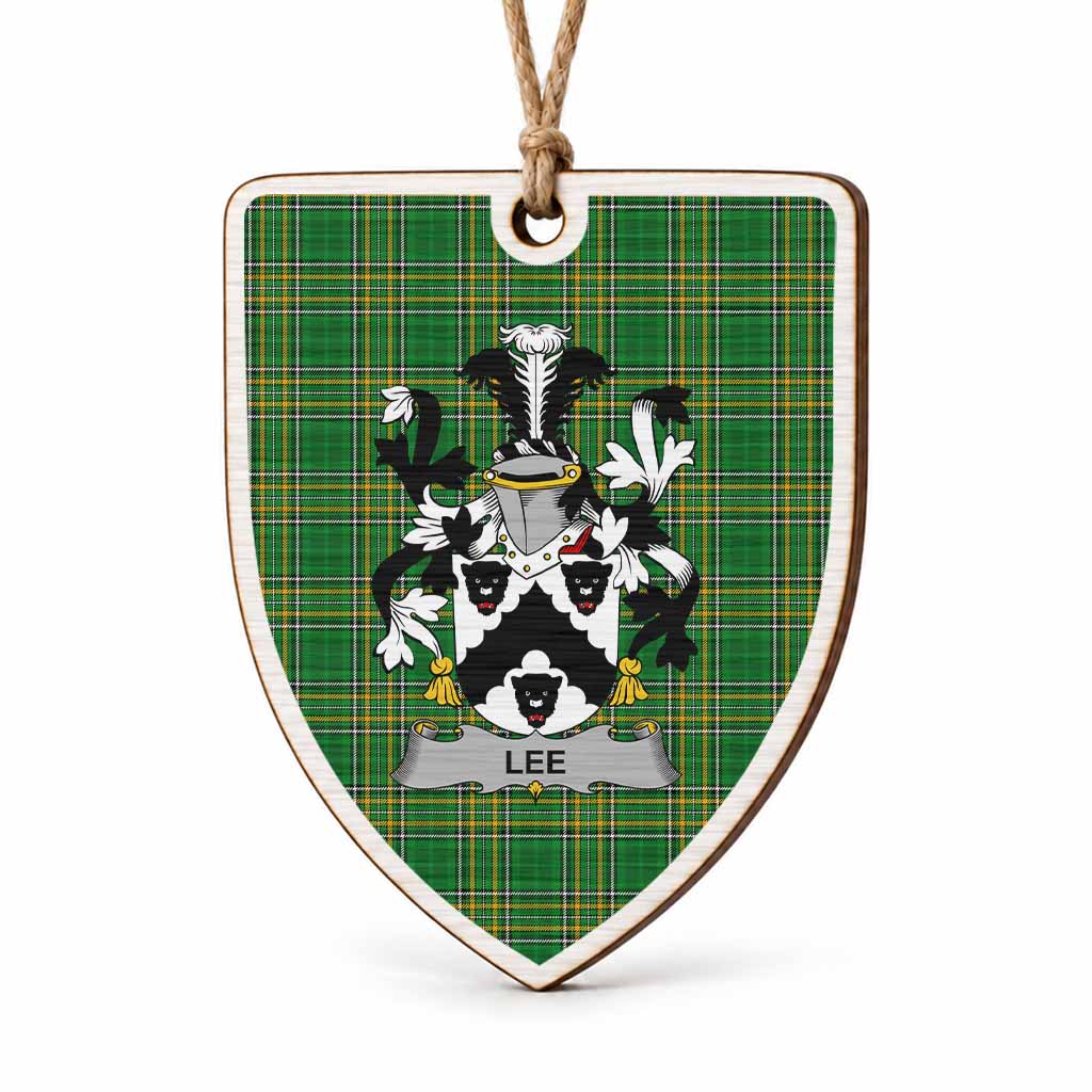 Lee Coat of Arms Shield Wood Ornament , Irish Heritage Hanging Plaque for Christmas Tree