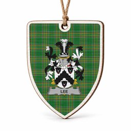 Lee Coat of Arms Shield Wood Ornament , Irish Heritage Hanging Plaque for Christmas Tree