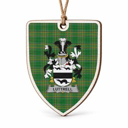 Luttrell Coat of Arms Shield Wood Ornament , Irish Heritage Hanging Plaque for Christmas Tree