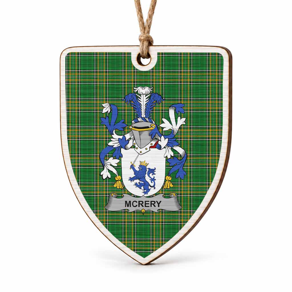 McRery Coat of Arms Shield Wood Ornament , Irish Heritage Hanging Plaque for Christmas Tree