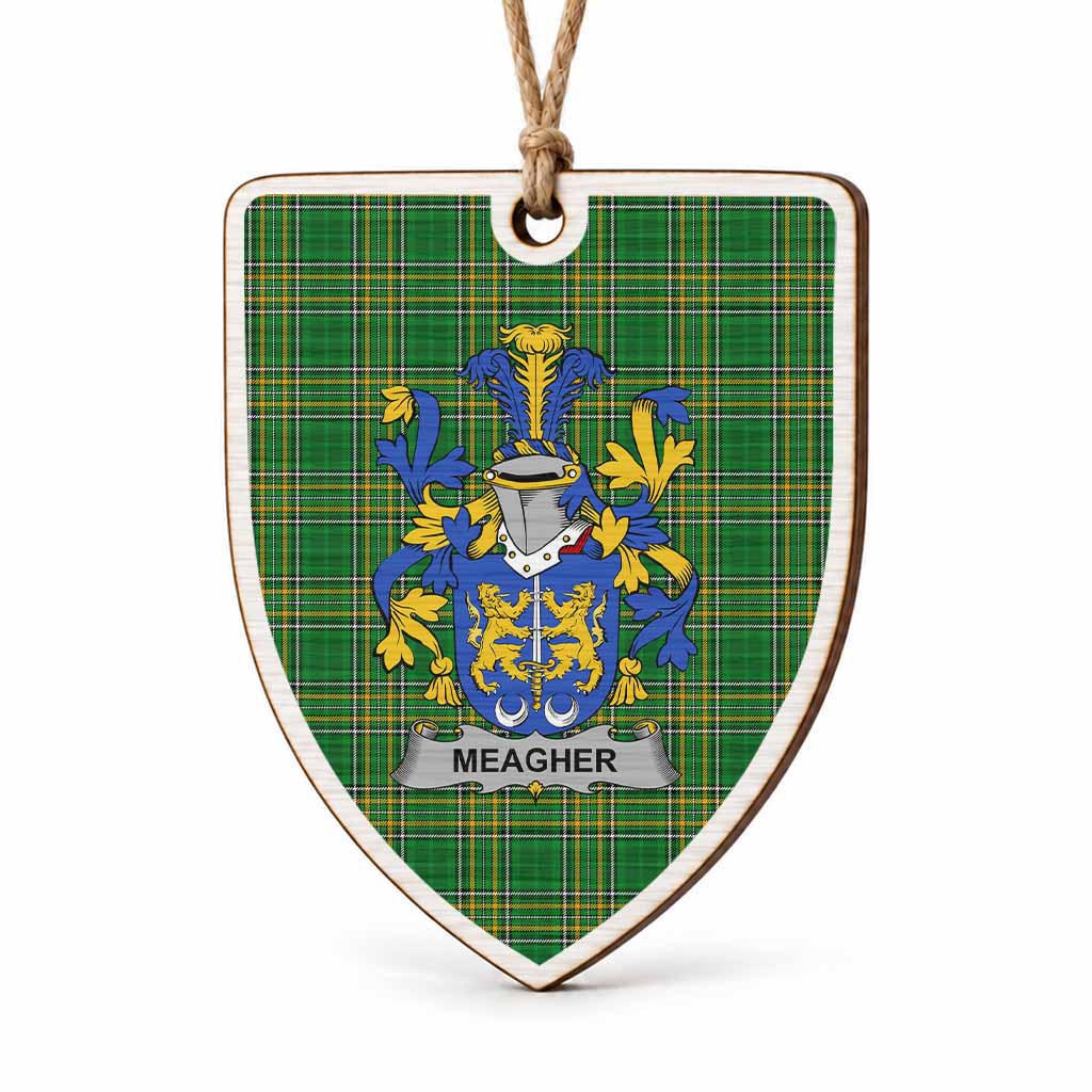 Meagher Coat of Arms Shield Wood Ornament , Irish Heritage Hanging Plaque for Christmas Tree