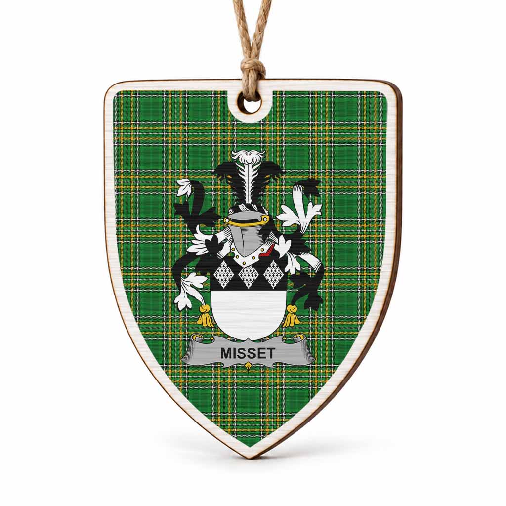 Misset Coat of Arms Shield Wood Ornament , Irish Heritage Hanging Plaque for Christmas Tree