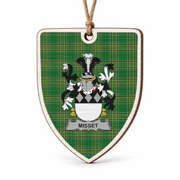 Misset Coat of Arms Shield Wood Ornament , Irish Heritage Hanging Plaque for Christmas Tree