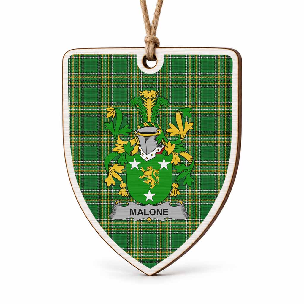 Malone Coat of Arms Shield Wood Ornament , Irish Heritage Hanging Plaque for Christmas Tree