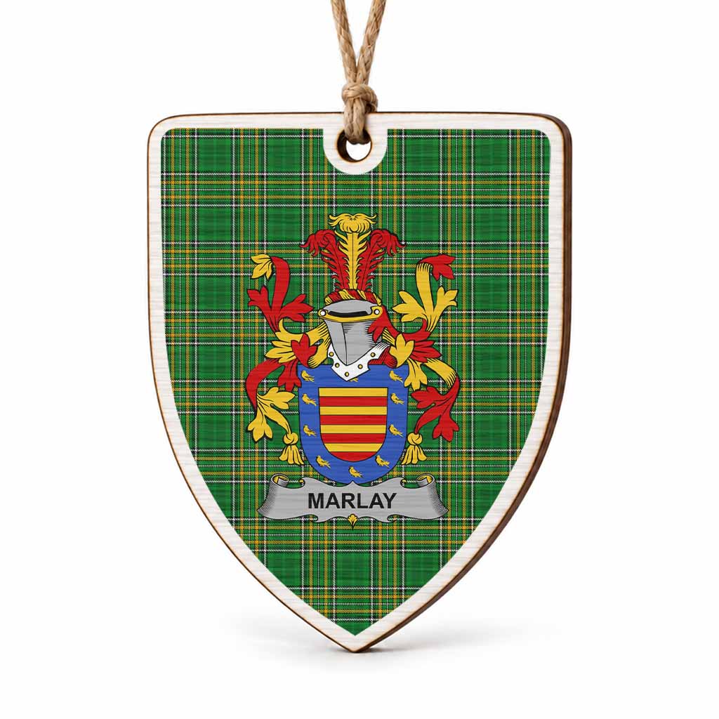 Marlay Coat of Arms Shield Wood Ornament , Irish Heritage Hanging Plaque for Christmas Tree