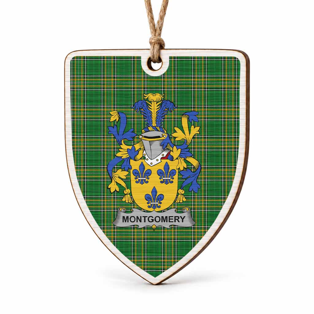 Montgomery Coat of Arms Shield Wood Ornament , Irish Heritage Hanging Plaque for Christmas Tree