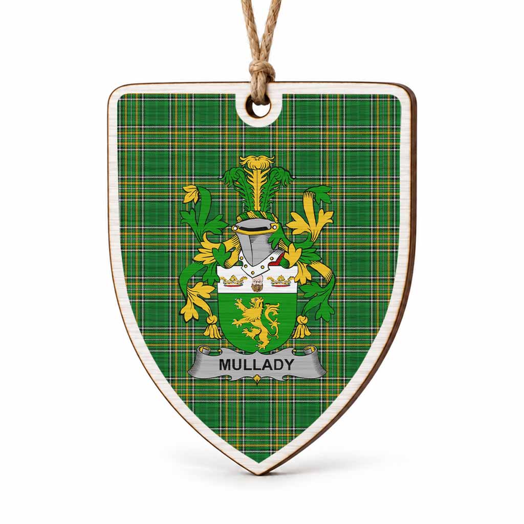 Mullady Coat of Arms Shield Wood Ornament , Irish Heritage Hanging Plaque for Christmas Tree