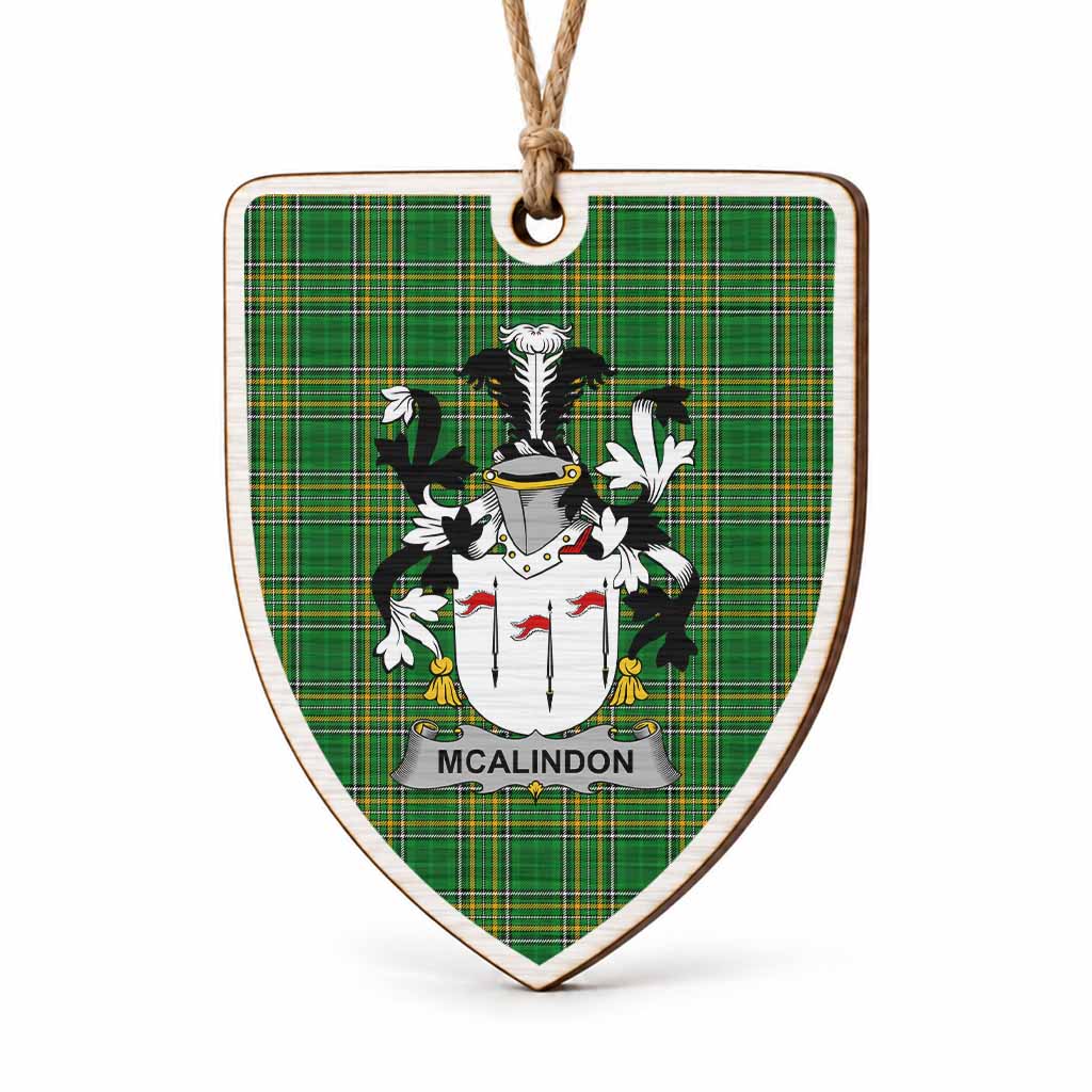 McAlindon Coat of Arms Shield Wood Ornament , Irish Heritage Hanging Plaque for Christmas Tree