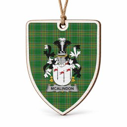 McAlindon Coat of Arms Shield Wood Ornament , Irish Heritage Hanging Plaque for Christmas Tree