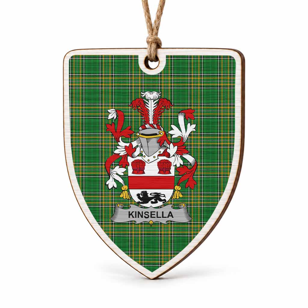 Kinsella Coat of Arms Shield Wood Ornament , Irish Heritage Hanging Plaque for Christmas Tree