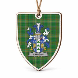 Lanigan Coat of Arms Shield Wood Ornament , Irish Heritage Hanging Plaque for Christmas Tree