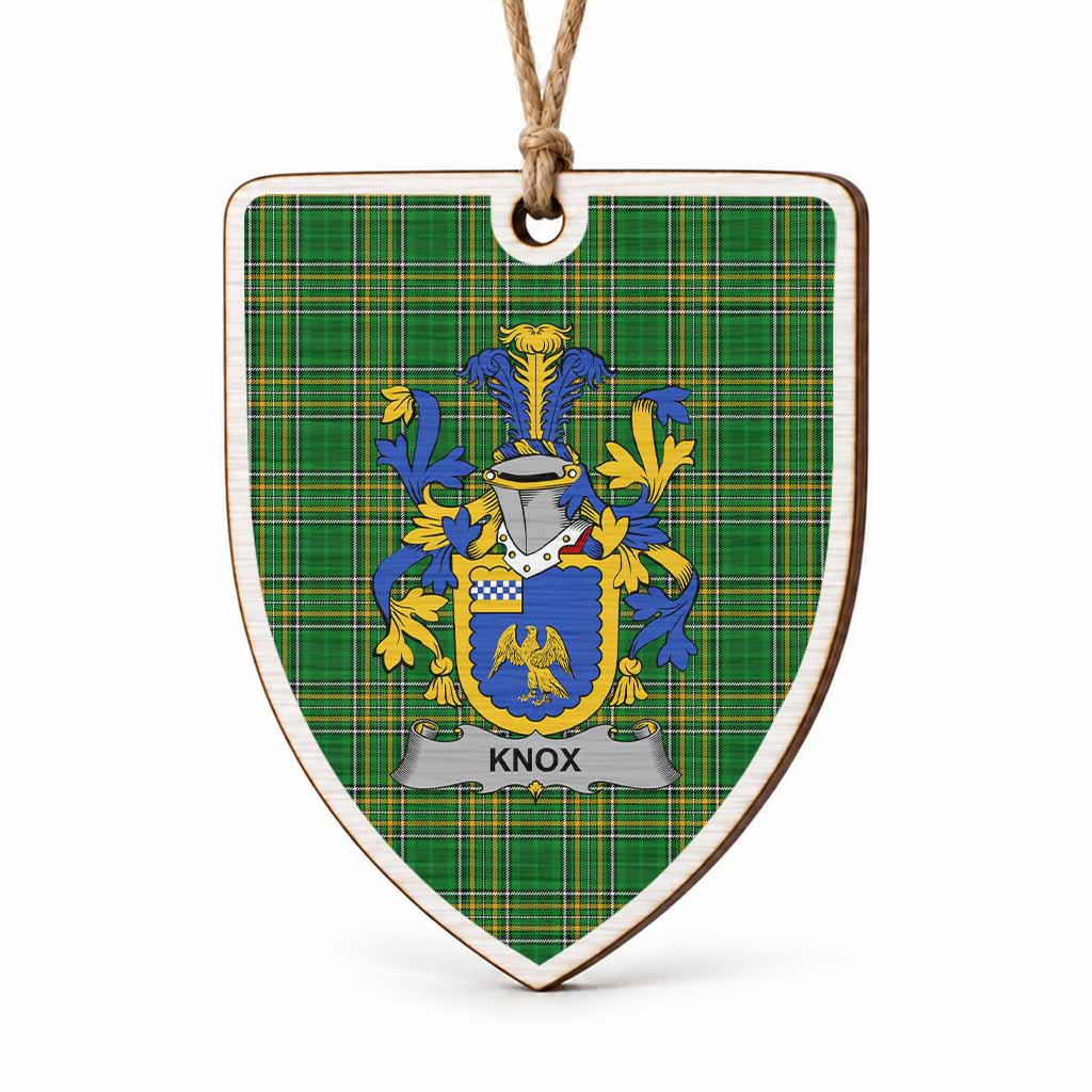 Knox Coat of Arms Shield Wood Ornament , Irish Heritage Hanging Plaque for Christmas Tree