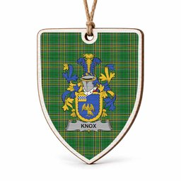 Knox Coat of Arms Shield Wood Ornament , Irish Heritage Hanging Plaque for Christmas Tree