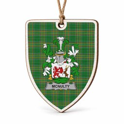 McNulty Coat of Arms Shield Wood Ornament , Irish Heritage Hanging Plaque for Christmas Tree
