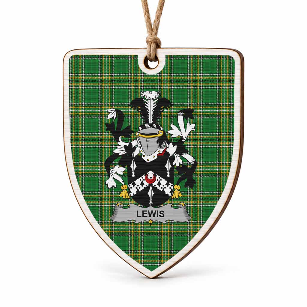 Lewis Coat of Arms Shield Wood Ornament , Irish Heritage Hanging Plaque for Christmas Tree