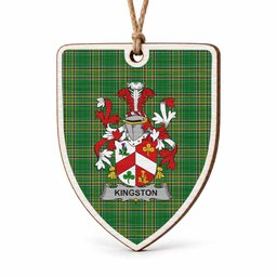Kingston Coat of Arms Shield Wood Ornament , Irish Heritage Hanging Plaque for Christmas Tree