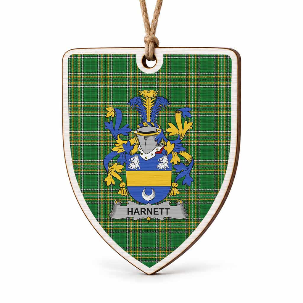 Harnett Coat of Arms Shield Wood Ornament , Irish Heritage Hanging Plaque for Christmas Tree
