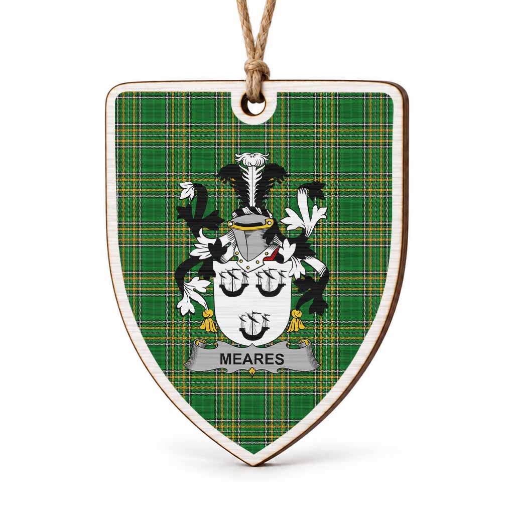 Meares Coat of Arms Shield Wood Ornament , Irish Heritage Hanging Plaque for Christmas Tree