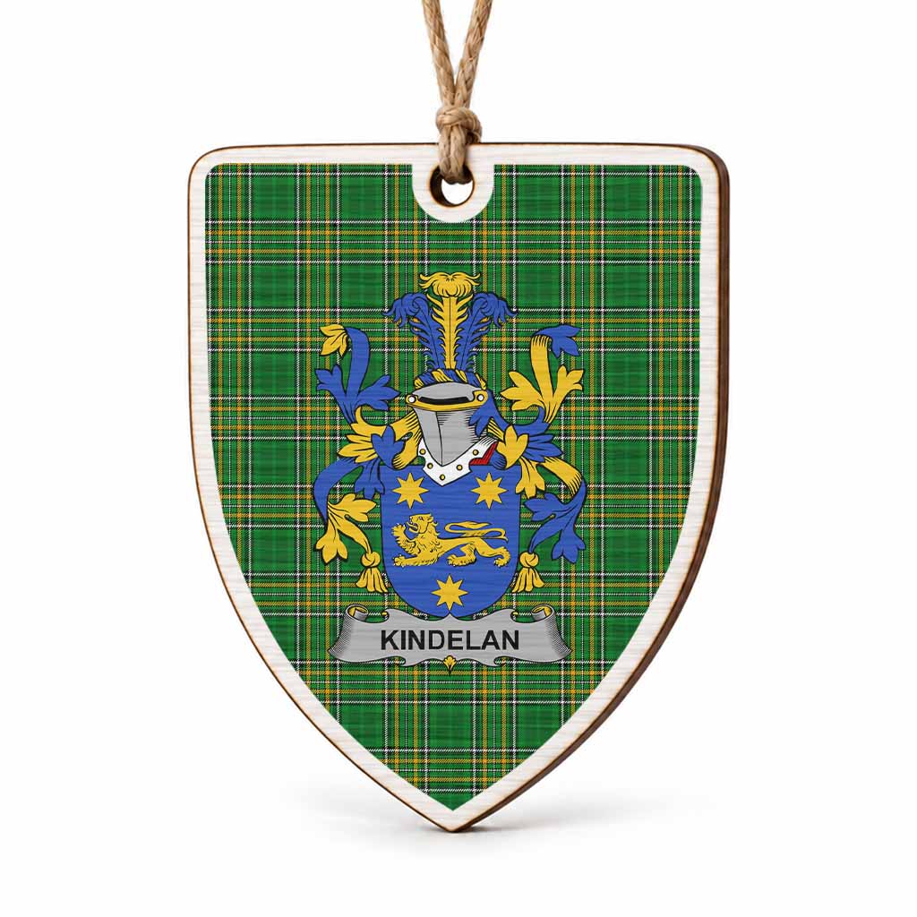 Kindelan Coat of Arms Shield Wood Ornament , Irish Heritage Hanging Plaque for Christmas Tree