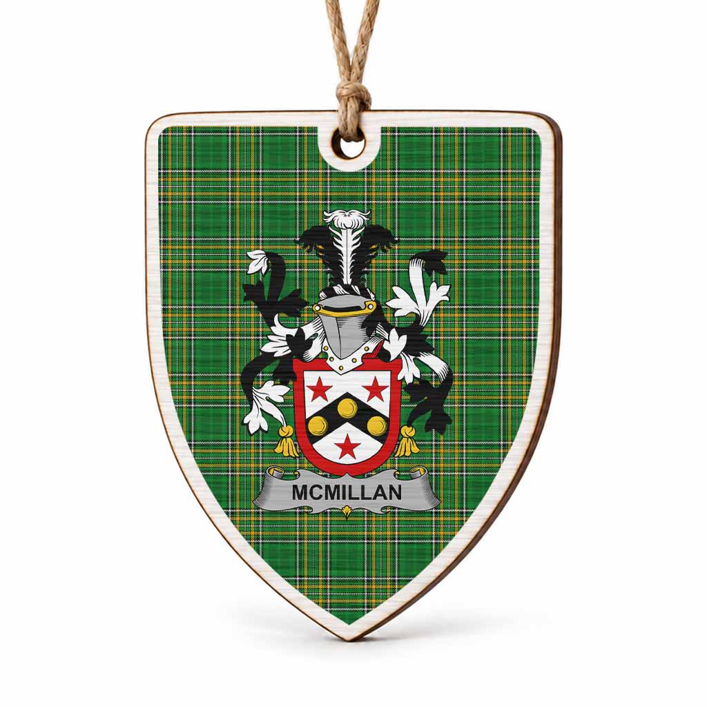 McMillan Coat of Arms Shield Wood Ornament , Irish Heritage Hanging Plaque for Christmas Tree