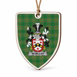 McMillan Coat of Arms Shield Wood Ornament , Irish Heritage Hanging Plaque for Christmas Tree