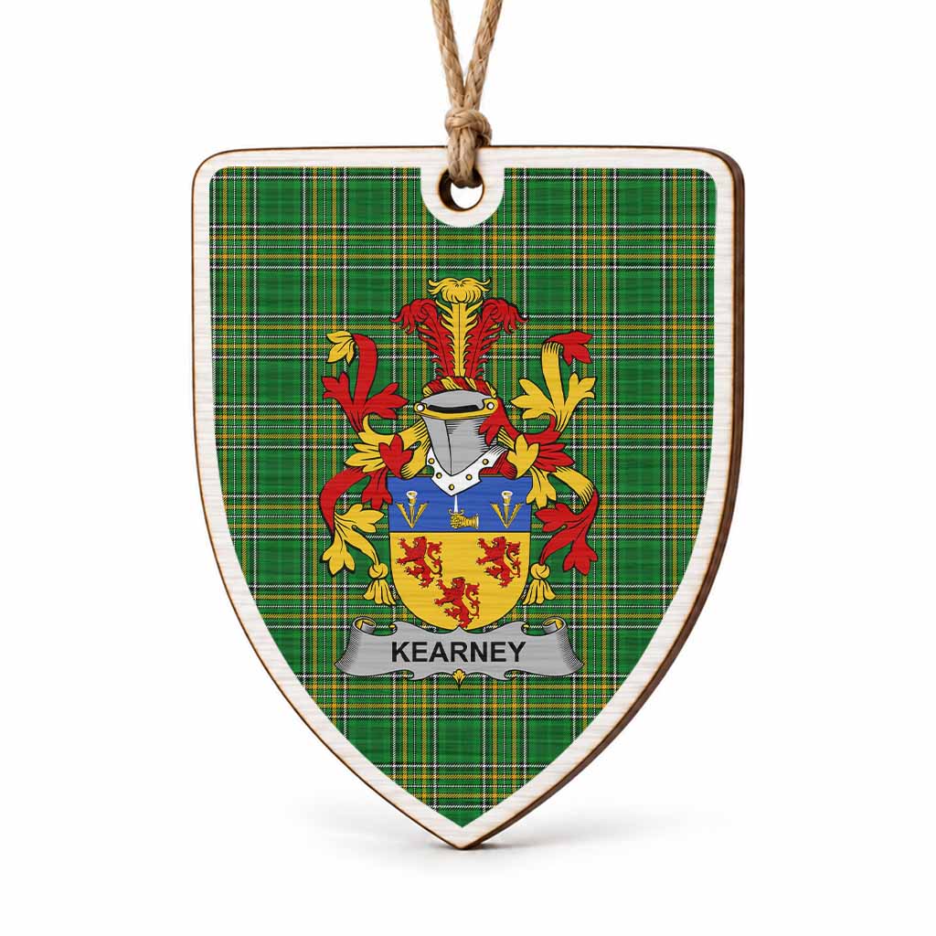 Kearney Coat of Arms Shield Wood Ornament , Irish Heritage Hanging Plaque for Christmas Tree