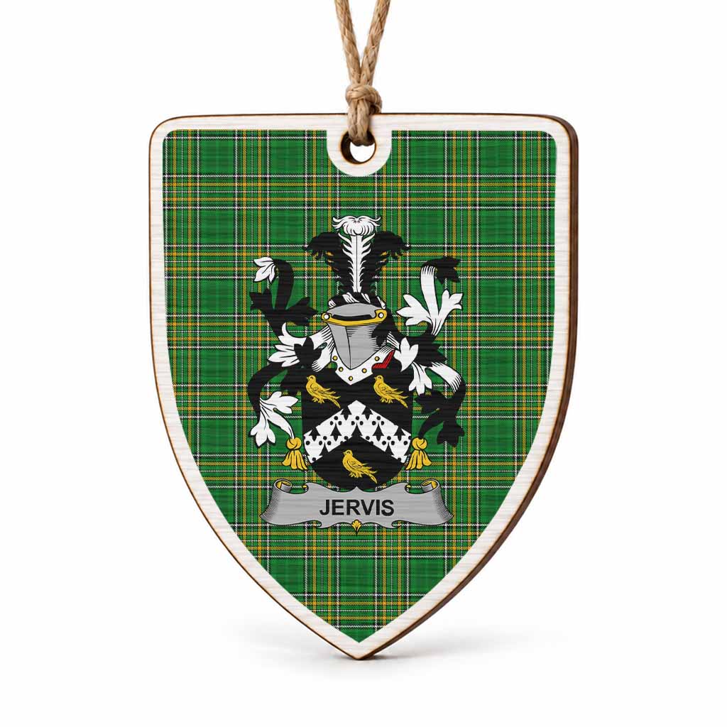 Jervis Coat of Arms Shield Wood Ornament , Irish Heritage Hanging Plaque for Christmas Tree