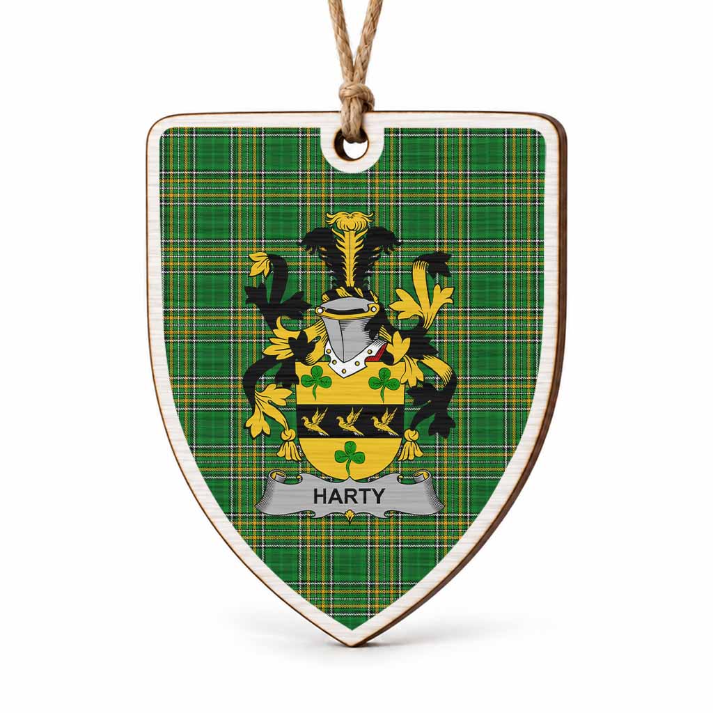 Harty Coat of Arms Shield Wood Ornament , Irish Heritage Hanging Plaque for Christmas Tree