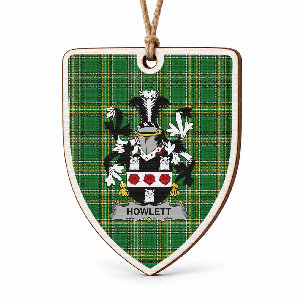 Howlett Coat of Arms Shield Wood Ornament , Irish Heritage Hanging Plaque for Christmas Tree