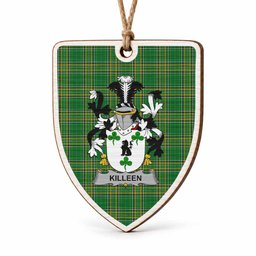Killeen Coat of Arms Shield Wood Ornament , Irish Heritage Hanging Plaque for Christmas Tree