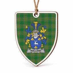 Holland Coat of Arms Shield Wood Ornament , Irish Heritage Hanging Plaque for Christmas Tree