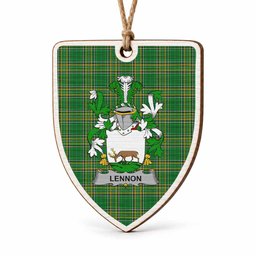 Lennon Coat of Arms Shield Wood Ornament , Irish Heritage Hanging Plaque for Christmas Tree