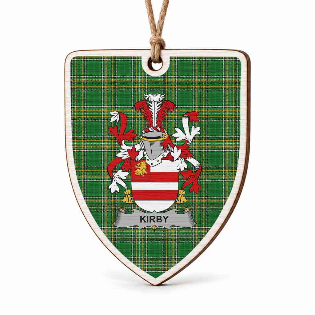 Kirby Coat of Arms Shield Wood Ornament , Irish Heritage Hanging Plaque for Christmas Tree