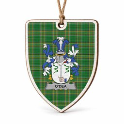 O'Dea Coat of Arms Shield Wood Ornament , Irish Heritage Hanging Plaque for Christmas Tree