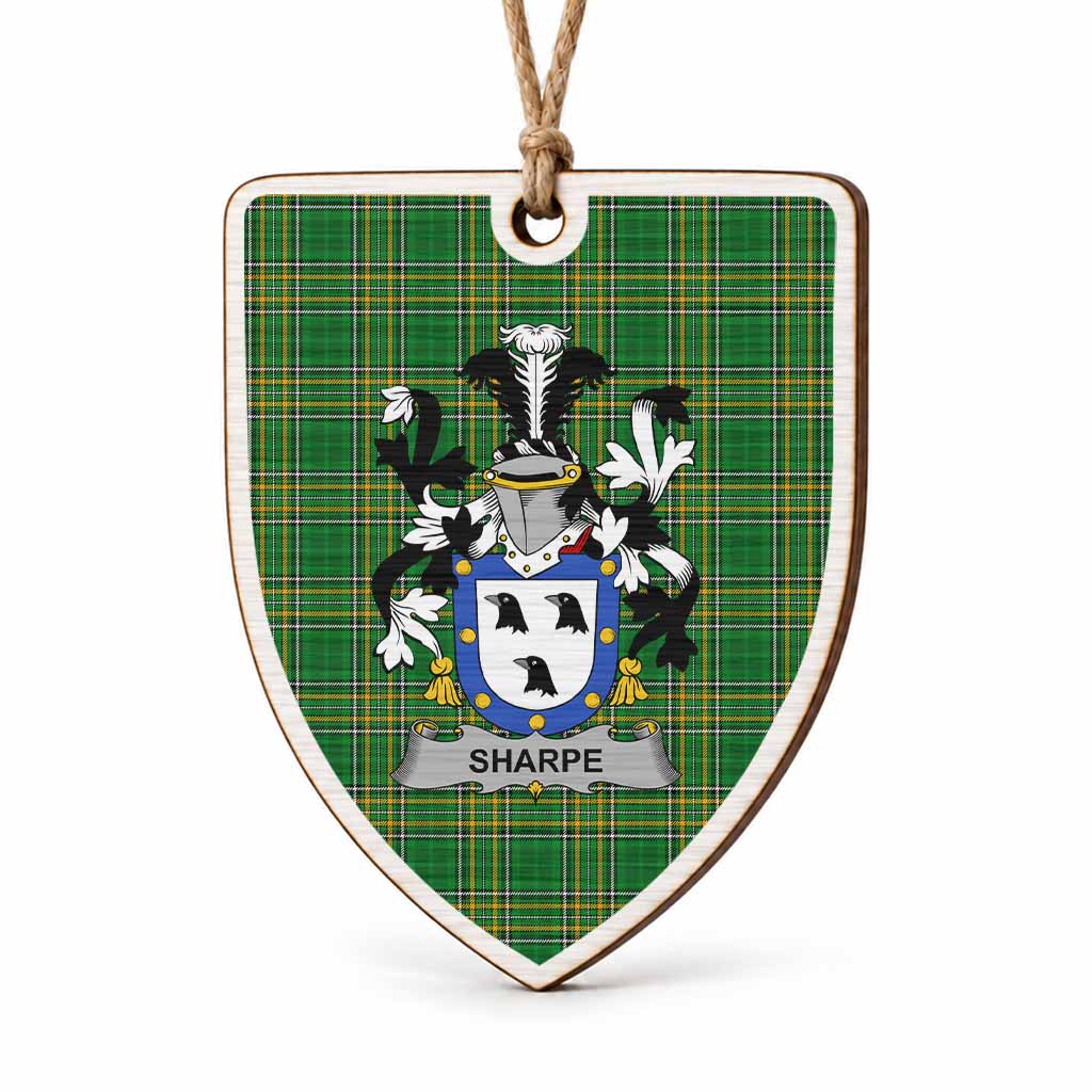 Sharpe Coat of Arms Shield Wood Ornament , Irish Heritage Hanging Plaque for Christmas Tree