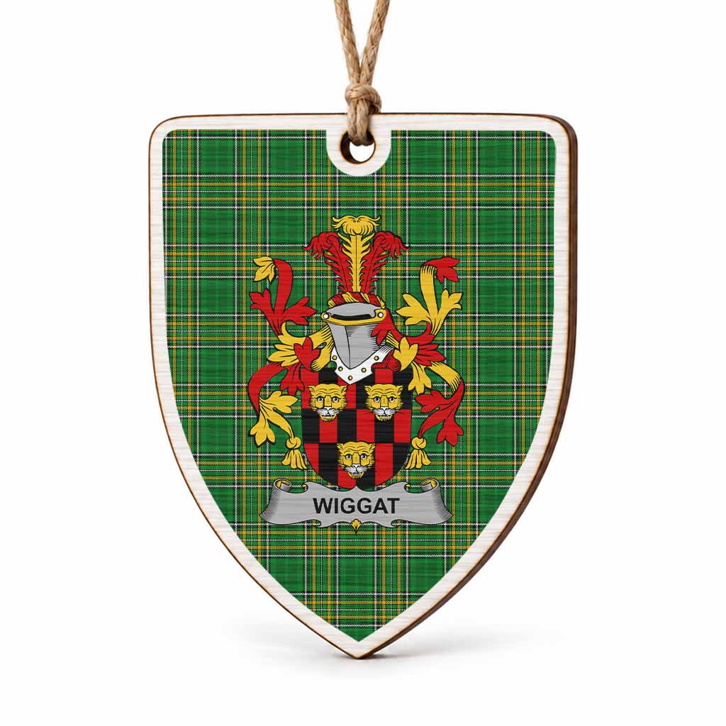 Wiggat Coat of Arms Shield Wood Ornament , Irish Heritage Hanging Plaque for Christmas Tree